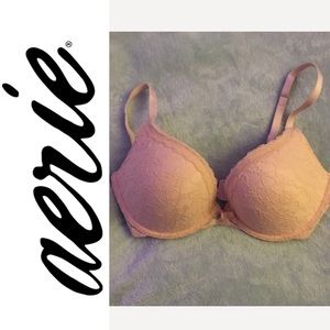 👙 Aerie Pink Lace Push-up Bra